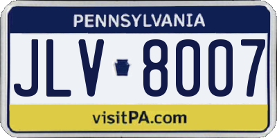 PA license plate JLV8007