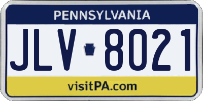 PA license plate JLV8021