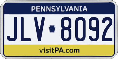 PA license plate JLV8092