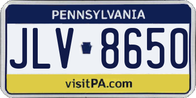 PA license plate JLV8650