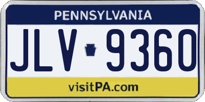 PA license plate JLV9360