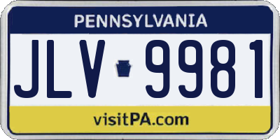 PA license plate JLV9981