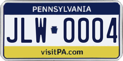 PA license plate JLW0004