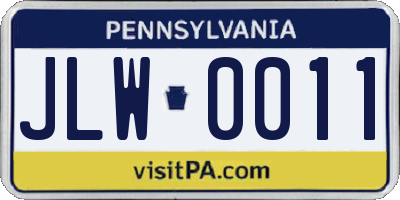 PA license plate JLW0011
