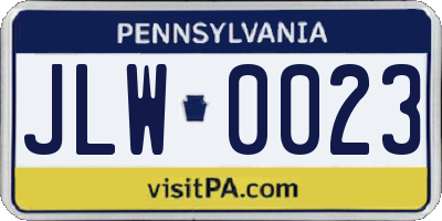 PA license plate JLW0023
