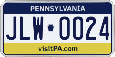 PA license plate JLW0024