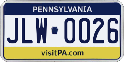 PA license plate JLW0026