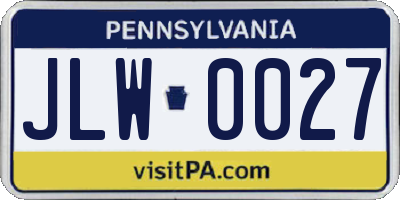 PA license plate JLW0027