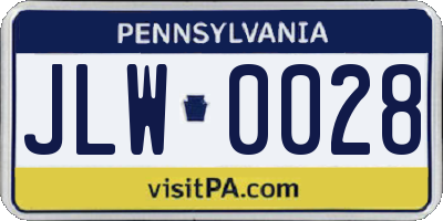 PA license plate JLW0028
