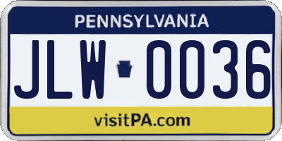PA license plate JLW0036