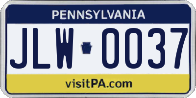 PA license plate JLW0037