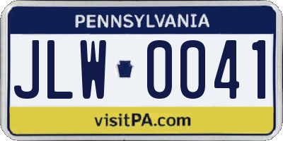 PA license plate JLW0041