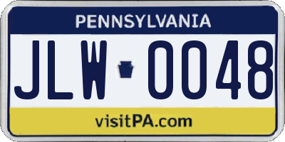 PA license plate JLW0048