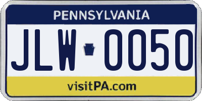 PA license plate JLW0050
