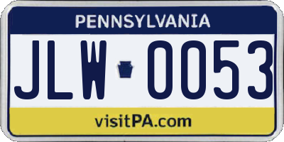 PA license plate JLW0053