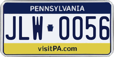PA license plate JLW0056