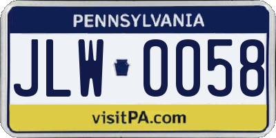 PA license plate JLW0058