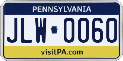 PA license plate JLW0060