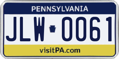 PA license plate JLW0061