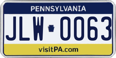 PA license plate JLW0063