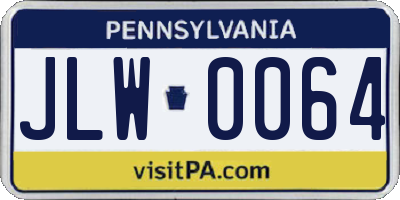 PA license plate JLW0064