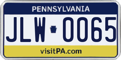 PA license plate JLW0065
