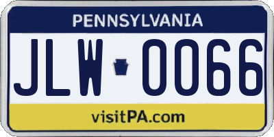 PA license plate JLW0066