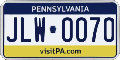 PA license plate JLW0070