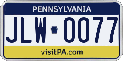 PA license plate JLW0077