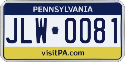 PA license plate JLW0081