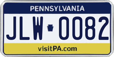 PA license plate JLW0082