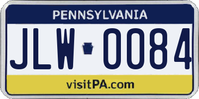 PA license plate JLW0084