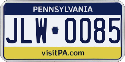PA license plate JLW0085