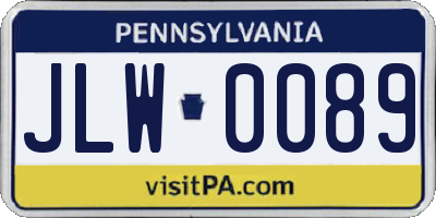 PA license plate JLW0089