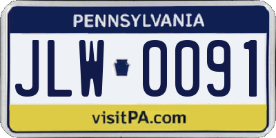 PA license plate JLW0091