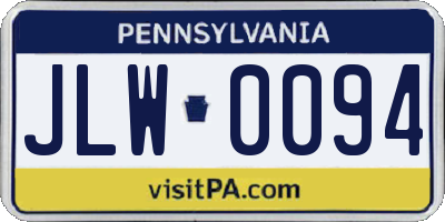 PA license plate JLW0094