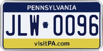 PA license plate JLW0096