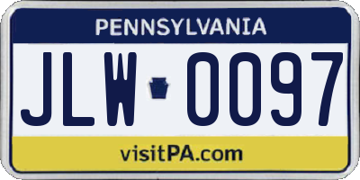PA license plate JLW0097
