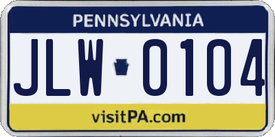PA license plate JLW0104