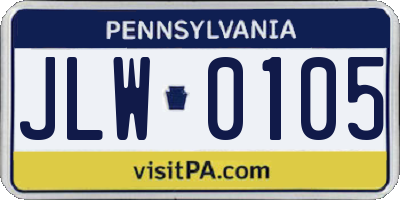 PA license plate JLW0105