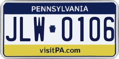 PA license plate JLW0106
