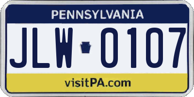 PA license plate JLW0107