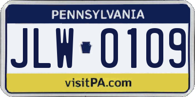 PA license plate JLW0109