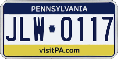 PA license plate JLW0117