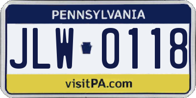 PA license plate JLW0118