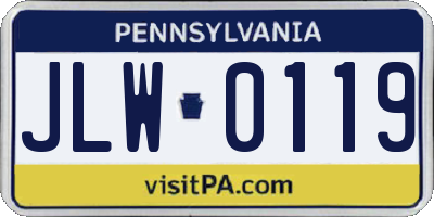 PA license plate JLW0119
