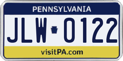 PA license plate JLW0122