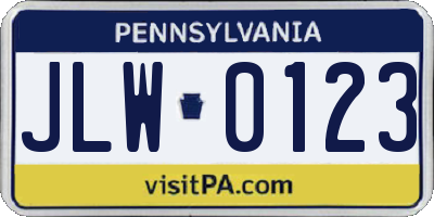PA license plate JLW0123