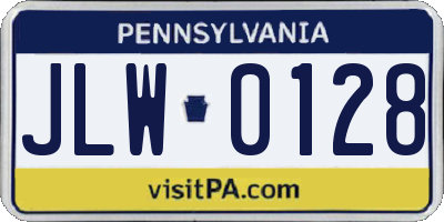 PA license plate JLW0128