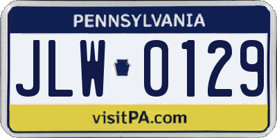 PA license plate JLW0129